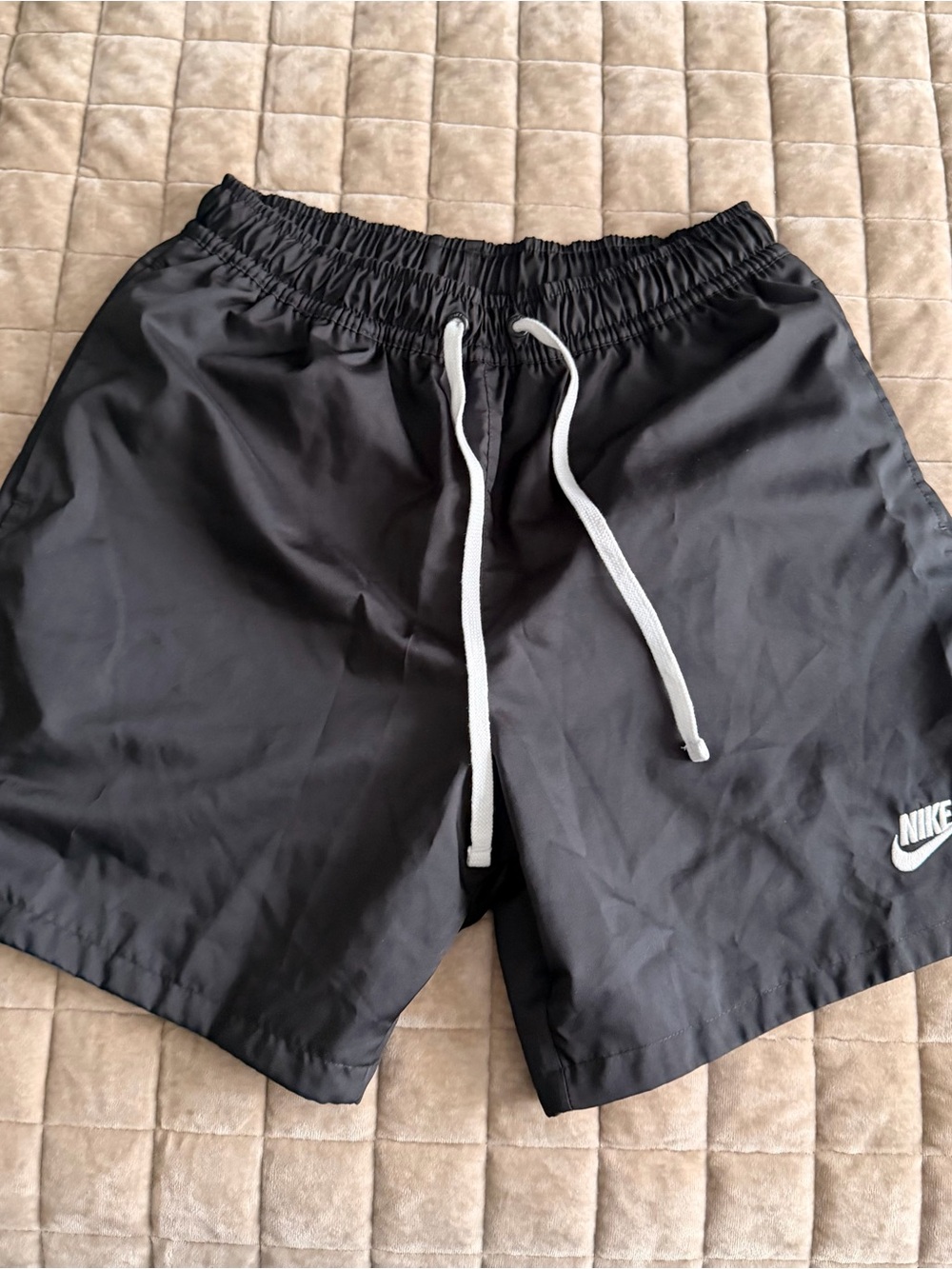 Nike Black Athletic Shorts with White Logo Tag